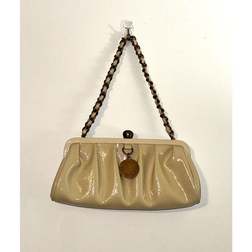 Y2K BCBG Pleaded Patent Leather Clutch Shoulder Bag